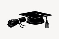 Silhouette graduation cap clipart, education illustration vector. Free public domain CC0 image.