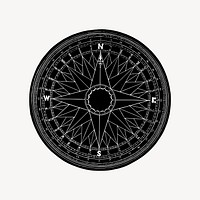 Compass drawing, black and white illustration vector. Free public domain CC0 image.