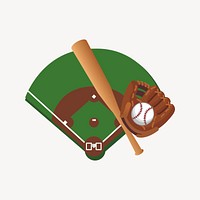 Baseball game collage element, cute illustration vector. Free public domain CC0 image.