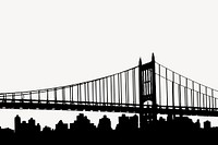 Silhouette Golden Gate Bridge clipart, travel illustration vector. Free public domain CC0 image.