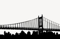 Silhouette Golden Gate Bridge illustration psd. Free public domain CC0 image.