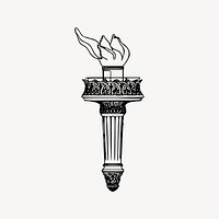 Torch drawing, black and white illustration psd. Free public domain CC0 image.
