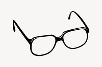 Eyeglasses drawing, black and white illustration vector. Free public domain CC0 image.