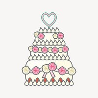 Wedding cake collage element, cute illustration vector. Free public domain CC0 image.
