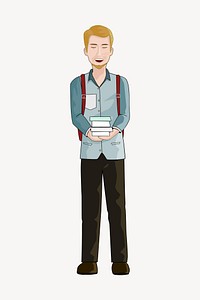 Male student collage element, cute illustration vector. Free public domain CC0 image.