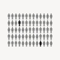 People infographic drawing, black and white illustration vector. Free public domain CC0 image.