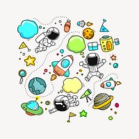 Cartoon space collage element, cute illustration vector. Free public domain CC0 image.