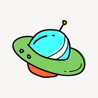 UFO collage element, cute illustration vector. Free public domain CC0 image.