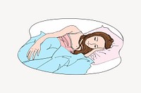 Sleeping woman collage element, cute illustration vector. Free public domain CC0 image.