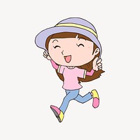 Cute girl collage element, cute illustration vector. Free public domain CC0 image.