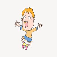 Jumping boy collage element, cute illustration vector. Free public domain CC0 image.