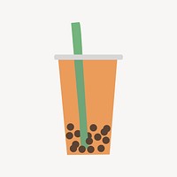 Boba tea collage element, cute illustration vector. Free public domain CC0 image.