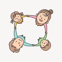 Family circle collage element, cute illustration vector. Free public domain CC0 image.