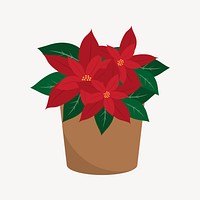 Poinsettia flower collage element, cute illustration vector. Free public domain CC0 image.