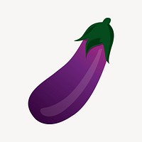 Eggplant collage element, cute illustration vector. 