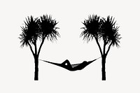 Hammock silhouette clipart, tree illustration vector. Free public domain CC0 image.