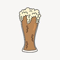 Beer glass collage element, cute illustration vector. Free public domain CC0 image.