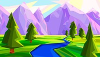 Nature landscape collage element, cute illustration vector. Free public domain CC0 image.