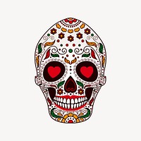 Calavera skull, Day of the Dead collage element, cute illustration vector. Free public domain CC0 image.