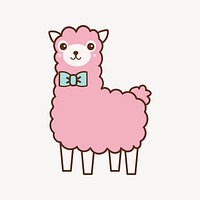 Pink alpaca collage element, cute illustration vector. Free public domain CC0 image.