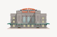 Union station, LA collage element, cute illustration vector. Free public domain CC0 image.