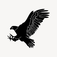 Silhouette eagle clipart, bird illustration vector. Free public domain CC0 image.