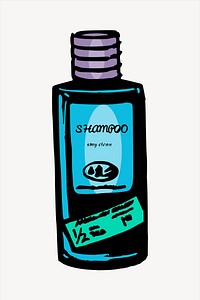 Shampoo bottle illustration. Free public domain CC0 image.