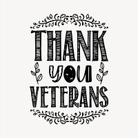 Thank you veterans clipart, text illustration vector. Free public domain CC0 image.