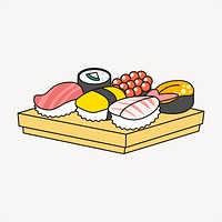 Sushi platter clipart, Japanese food illustration vector. Free public domain CC0 image.