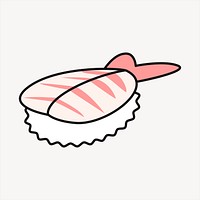 Ebi sushi clipart, Japanese food illustration vector. Free public domain CC0 image.