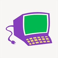 Retro computer clipart, technology illustration vector. Free public domain CC0 image.