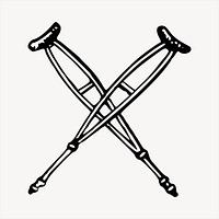 Crutches clipart, object illustration psd. Free public domain CC0 image.