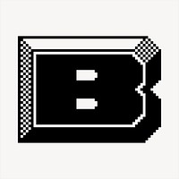 B letter clipart, 8-bit font illustration vector. Free public domain CC0 image.