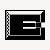 E letter, 8-bit font illustration. Free public domain CC0 image.