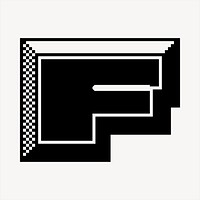 F letter clipart, 8-bit font illustration vector. Free public domain CC0 image.