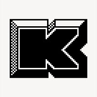 K letter clipart, 8-bit font illustration psd. Free public domain CC0 image.
