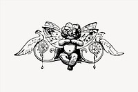 Cherub clipart, ornament illustration vector. 