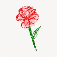 Red rose scribble clipart, nature illustration vector. Free public domain CC0 image.