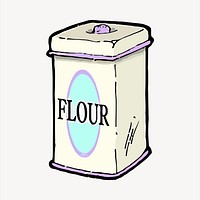 Flour can clipart, food illustration vector. Free public domain CC0 image.