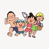 Happy family clipart, cartoon character illustration psd. Free public domain CC0 image.