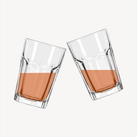 Whiskey glasses illustration. Free public domain CC0 image.