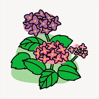 Hydrangea bush clipart, nature illustration vector. Free public domain CC0 image.