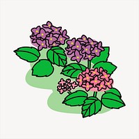 Hydrangea bush clipart, nature illustration vector. Free public domain CC0 image.
