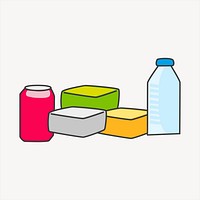 Food containers illustration. Free public domain CC0 image.