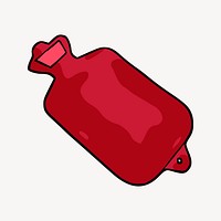 Hot water bottle illustration. Free public domain CC0 image.