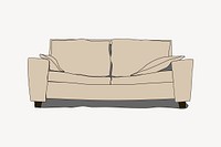 Two seat sofa clipart, furniture illustration vector. Free public domain CC0 image.