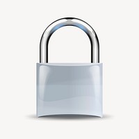 Gray padlock clipart, object illustration vector. Free public domain CC0 image.