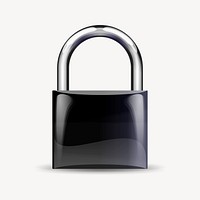 Black padlock clipart, object illustration vector. Free public domain CC0 image.