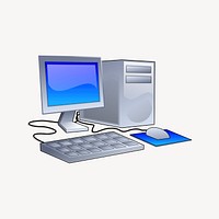 Desktop computer clipart, technology illustration vector. Free public domain CC0 image.