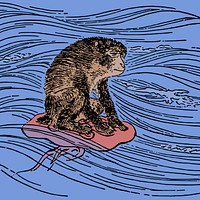 Japanese monkey illustration. Free public domain CC0 image.